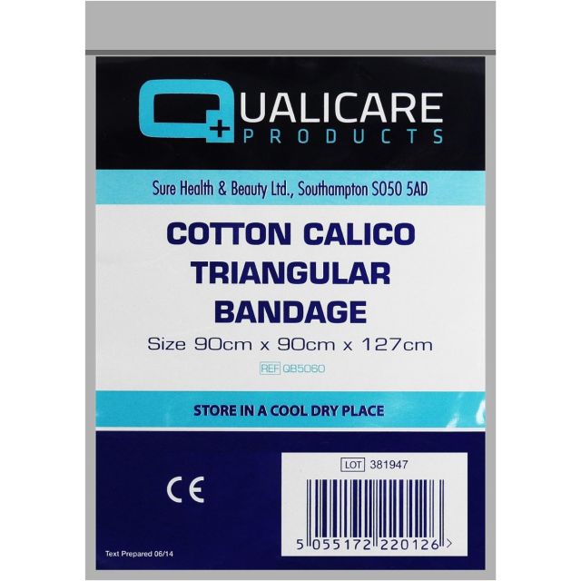 Qualicare Cotton Calico Triangular Bandage 90 x 90 x 127cm
