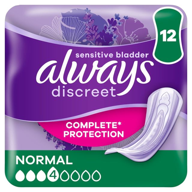 Always Discreet Incontinence Pads Normal for Sensitive Bladder - 12Pack