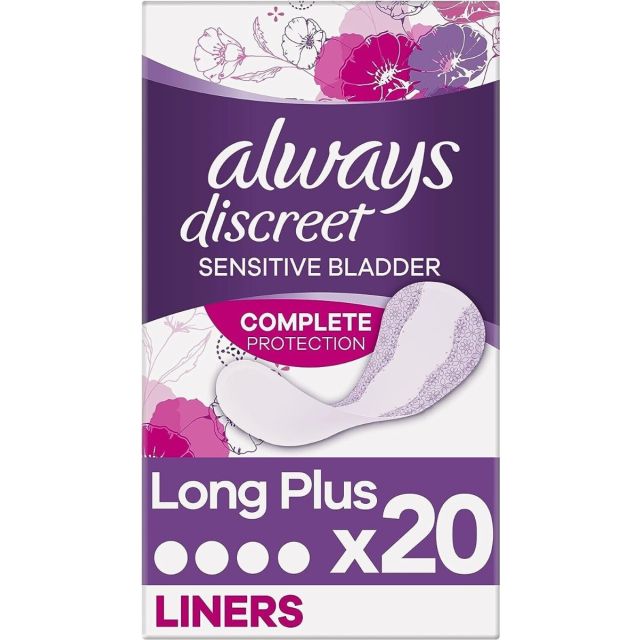 Always Discreet Sensitive Bladder Incontinence Womens Panty Liners Plus 20 Pack