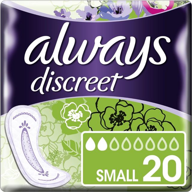 Always Discreet Sensitive Bladder Incontinence Pads Small Odour Lock - 20 Pads