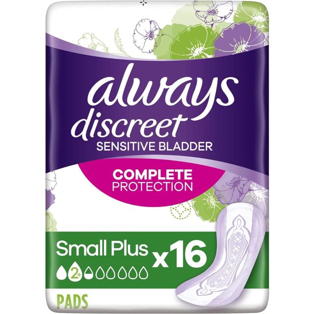 Always Discreet Sensitive Bladder Incontinence Pads Liners Small Plus Pack of 16