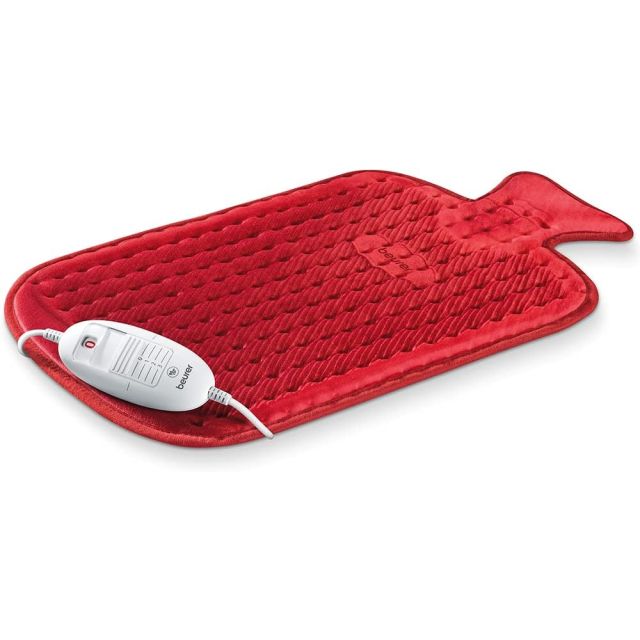 Beurer HK44 Fast Electric Heat Pad In Traditional Hot-Water Bottle Design Red