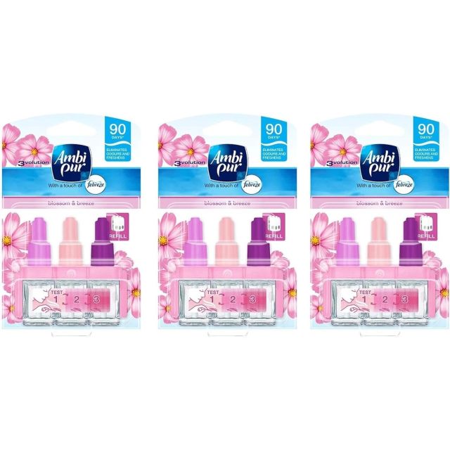 3 x Febreze Ambi Pur 3Volution Plug-In Diffuser Refills - Blossom & Breeze