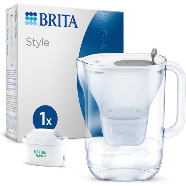 BRITA Style Water Filter Fridge Jug Grey 2.4L + MAXTRA PRO Filter, Smart LED Lid