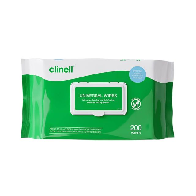 Clinell Wipes Antibacterial Wet Wipes Kills 99.9% Germs 200 Wipes Per Pack