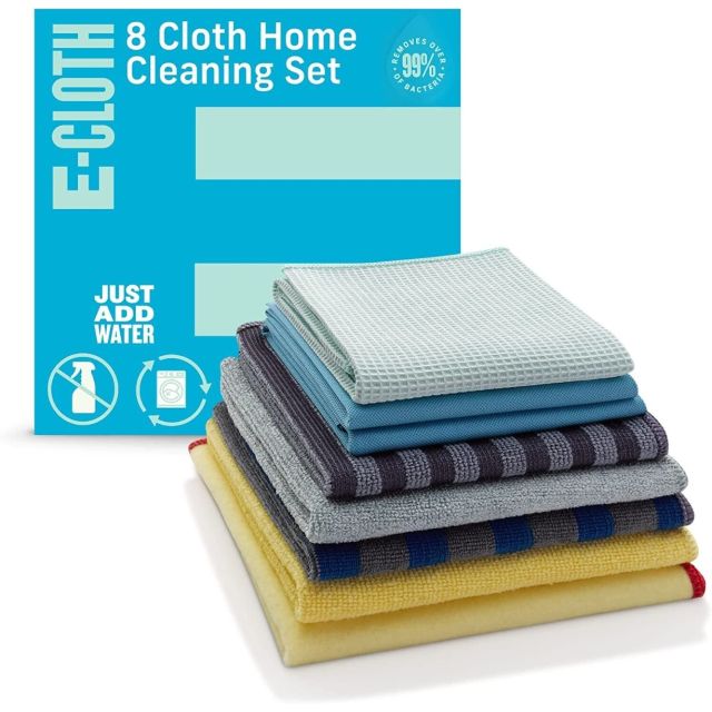 E-CLOTH Home Cleaning Set of Bathroom Glass Hob Kitchen Oven Cloths 8 Pack HCLS