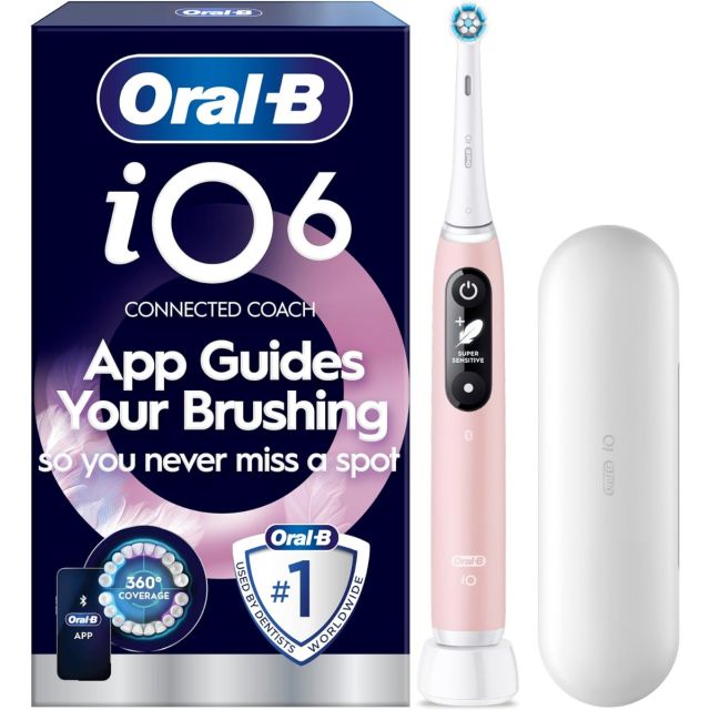 Oral-B iO6 Series Pink Sand Electric Rechargeable Toothbrush + Travel Case