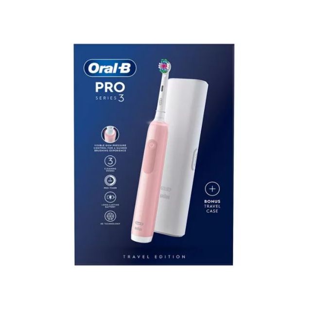 Oral B Pro 3 Electric Toothbrush & Travel Case - Pink