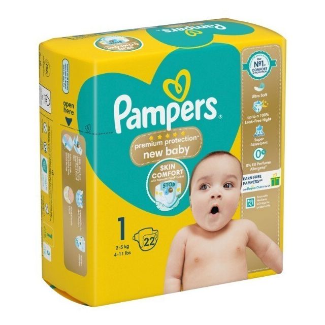 Pampers New Baby Carry Pack Nappies Size 1, 2kg-5kg x22