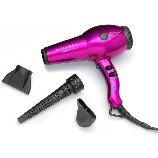 Diva Pro Styling Professional Styling Ultima 5000 Slim Barrel Hairdryer, Pink