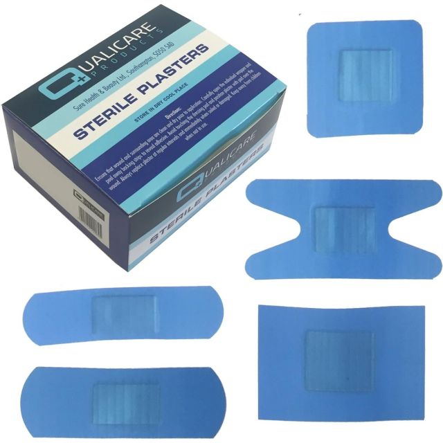 Qualicare Blue Detectable Assorted Plasters - 100 Pack