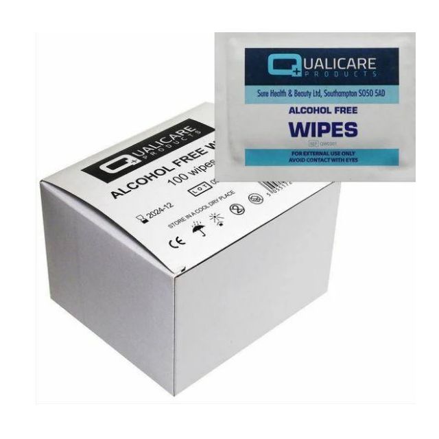 Qualicare 100% Alcohol Free Wipes (Box of 100)