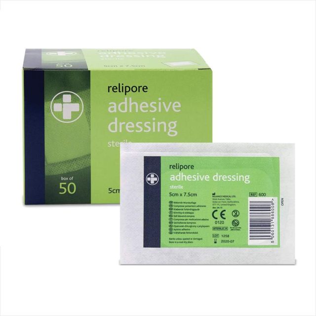 Relipore Adhesive Dressing 5cm x 7.5cm - 50 Pack