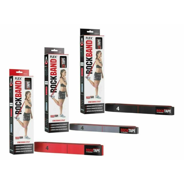 Rocktape Rockband Flex Resistance Bands with Handles & Loops, 12lb to 28lb