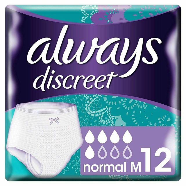Always Discreet Sensitive Bladder Incontinence Pants Underwear Medium Pack of 12
