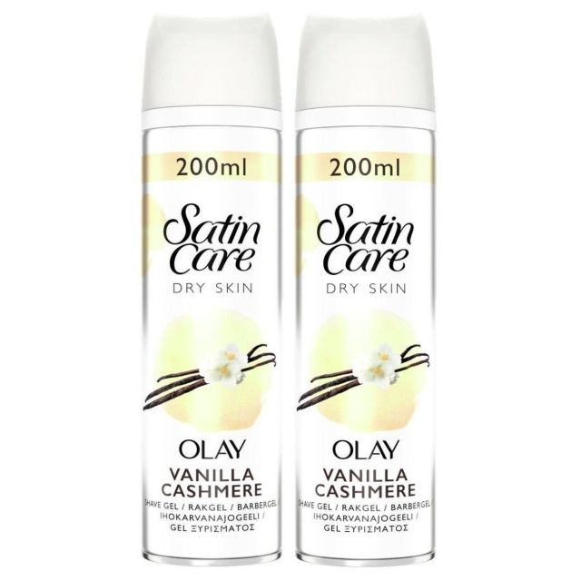 2 x Gillette Satin Care and Olay Vanilla Cashmere Women's Body Shaving Gel - 200ml