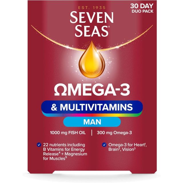 Seven Seas Omega-3 & Multivitamins Man, With Biotin and Iron, 30-Day Duo Pack