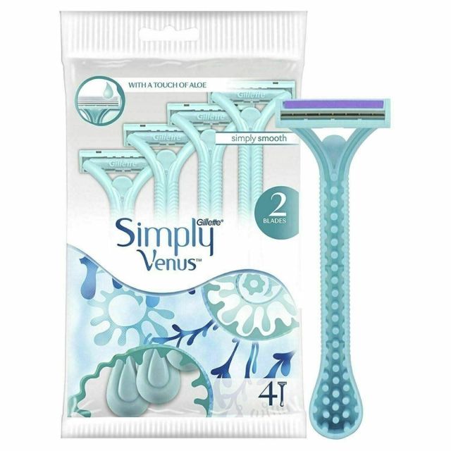 Gillette Simply Venus 2 Blades Women's Disposable Travel Razors Smooth - 4 Pack