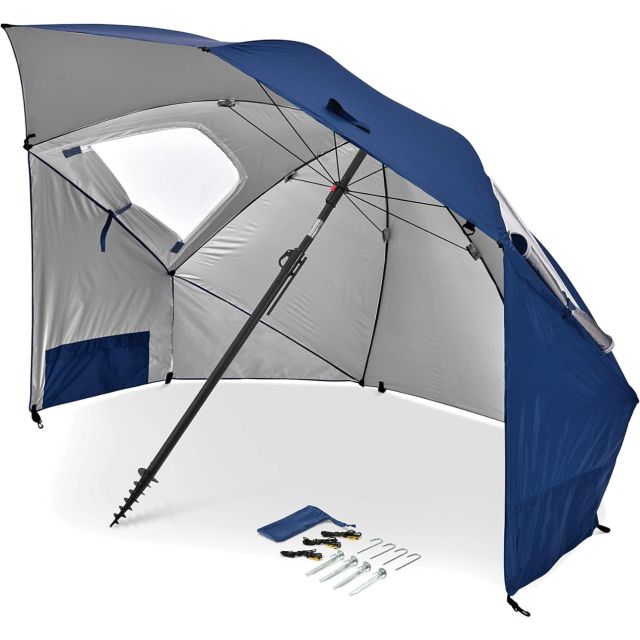 Sport-Brella Premiere Multi-purpose Sun Umbrella, Easy Folding Setup Blue, 8ft