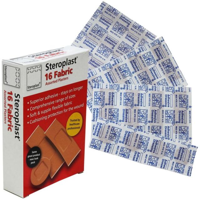 Steroplast Fabric Assorted Plasters - 16 Pack