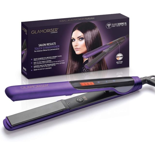 Glamoriser Salon Results Smooth Touch Straightener with Black Diamond Oil Infused Ceramic Plates