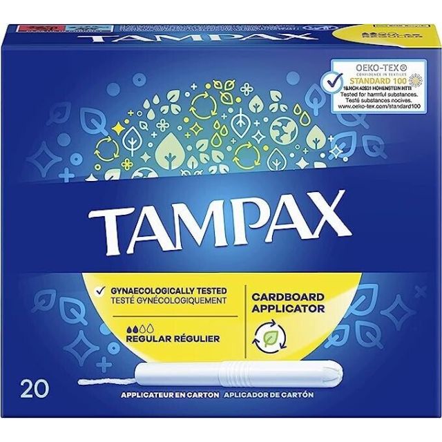 Tampax Regular Tampons Protection/Discretion Cardboard Applicator x 20