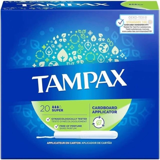 Tampax Super Tampons Protection/Discretion Cardboard Applicator x 20