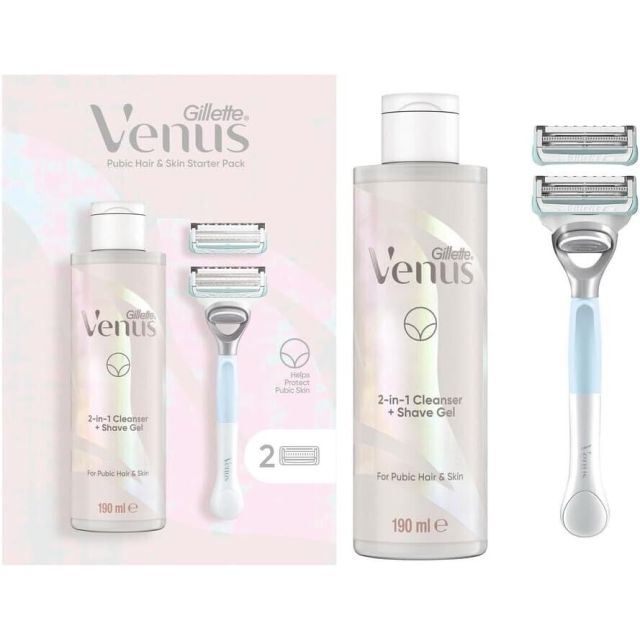 Gillette Venus for Pubic Hair & Skin Women's Razor Starter Bundle Pack 190ml