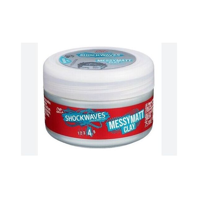 WELLA Shockwaves Messy Matte Hair Styling Clay - Strong Hold & Soft Texture