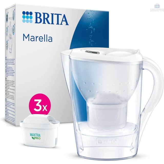 BRITA Marella MAXTRA Pro 2.4L Water Filter Jug + 3 Month Cartridges Pack, White