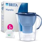 BRITA Marella MAXTRA Pro 2.4L Water Filter Jug + 3 Month Cartridges Pack, Blue